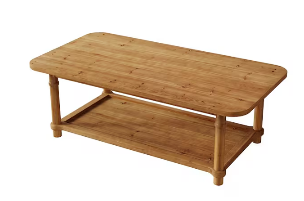 47.24 in. Brown Rectangle Solid Wood Coffee Table