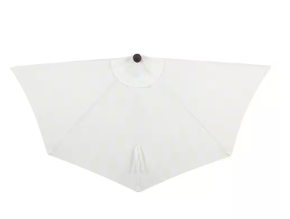 Patio Umbrella with Crank, Push Button Tilt and UV Protection in Cream/White - Beverly 9 ft. Scalloped Fringe Half Market