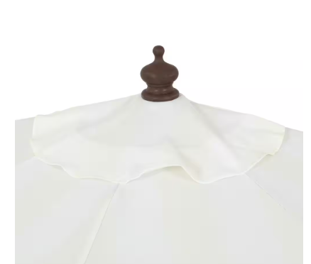 Patio Umbrella with Crank, Push Button Tilt and UV Protection in Cream/White - Beverly 9 ft. Scalloped Fringe Half Market