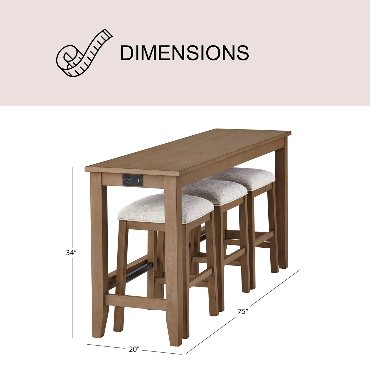 Member's Mark Lowell 4-Piece Sofa Table Set, Natural