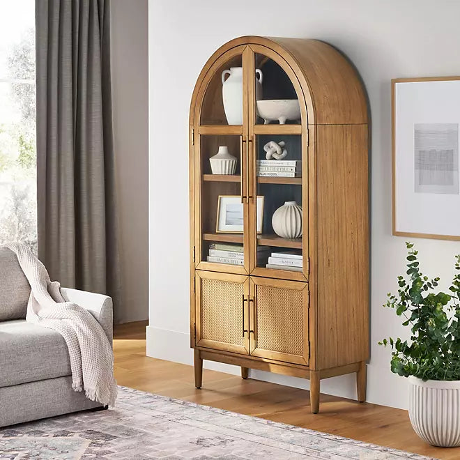 Mark Enzo Storage Cabinet With Rattan Cabinet Doors