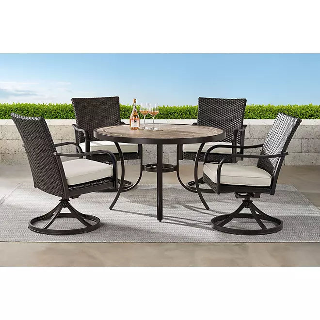 Heritage Round Dining Set with Sunbrella Fabric