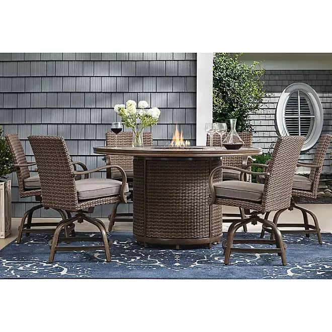 Newcastle Balcony Fire Dining Set with Sunbrella Fabric