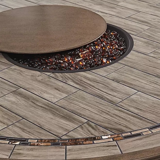 Newcastle Balcony Fire Dining Set with Sunbrella Fabric