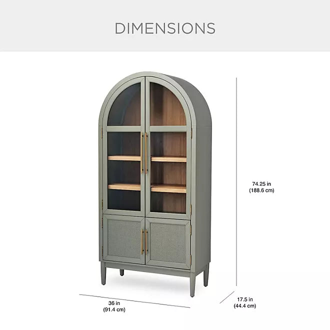 Mark Enzo Storage Cabinet With Rattan Cabinet Doors