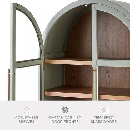 Mark Enzo Storage Cabinet With Rattan Cabinet Doors