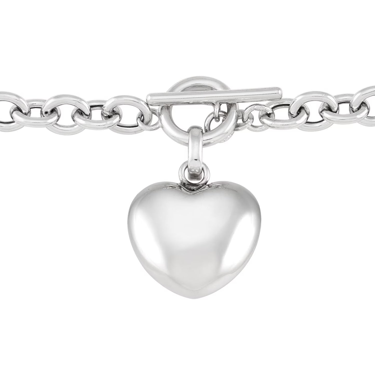 Puffy Heart Toggle Pendant Necklace in Sterling Silver