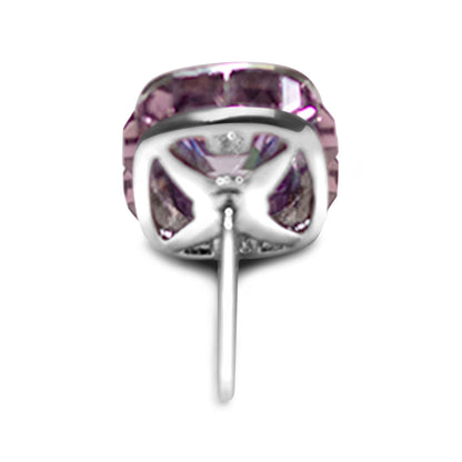 Square Cut Purple Crystal Stud Earrings