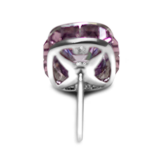 Square Cut Purple Crystal Stud Earrings