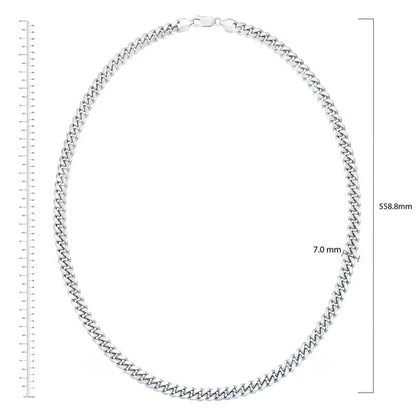 Polished Miami Cuban Chain Necklace in Sterling Silver, 7mm