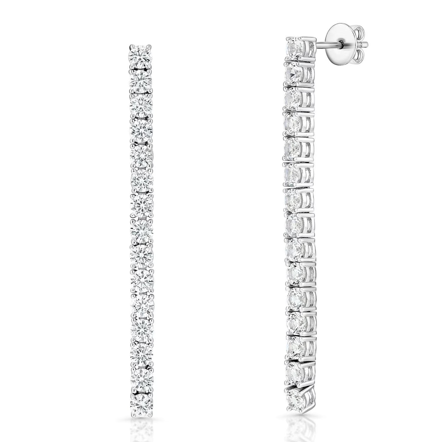 Lab Created White Sapphire Tennis Earrings in Sterling Silver