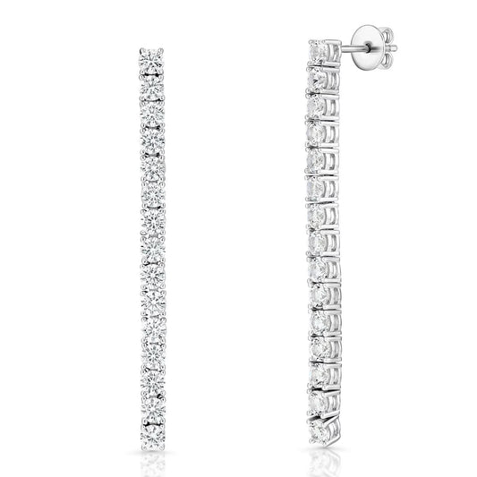 Lab Created White Sapphire Tennis Earrings in Sterling Silver
