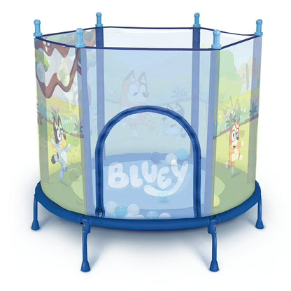 Bluey 4' Kids Trampoline with Soft Play Balls