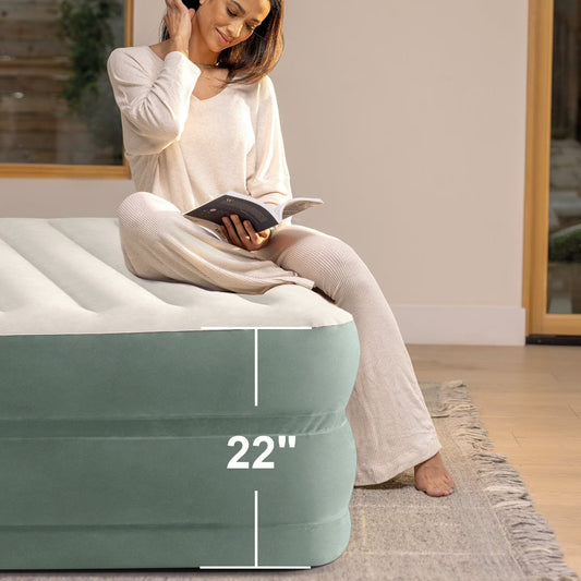 22" Queen Premium Comfort Air Mattress with Headboard