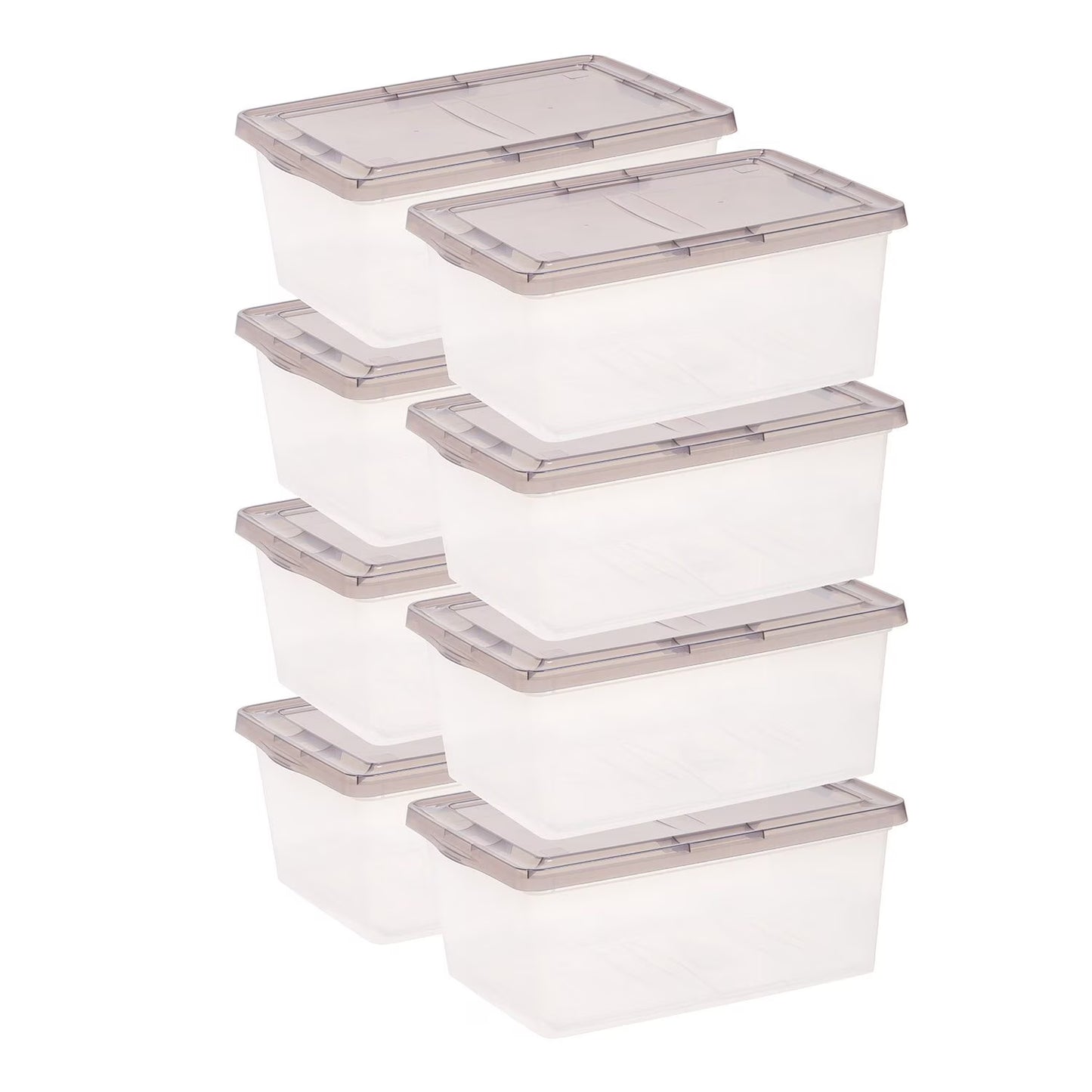 Plastic Storage Box with Gray Lid, 8 Piece Set
