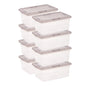 Plastic Storage Box with Gray Lid, 8 Piece Set
