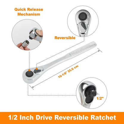 30PC 1/2" DR. 6 POINT SOCKET SET