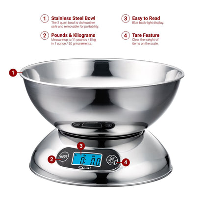 Escali R115 Rondo Stainless Steel Digital Scale