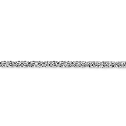 rhodium plated sterling silver 6.5mm byzantine bracelet