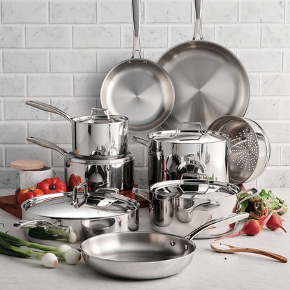 14-Piece Tri-Ply Clad 18/10 Stainless Steel Cookware Set