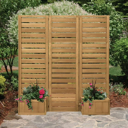 Yardistry Fusion 3-Panel Cedar Planter Screen, Natural Brown