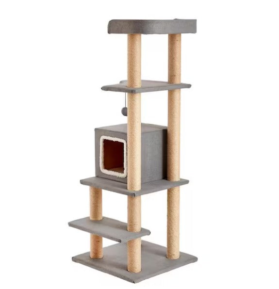 51.2 in. Sequoia Gray Felt Cat Tree and Condo