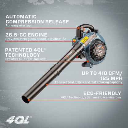 SENIX 4QL® 26.5cc 4-Cycle Gas Powered Handheld Leaf Blower