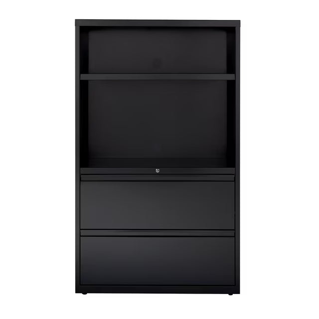 36" Wide 2 Drawer Lateral Combo File Cabinet, Black