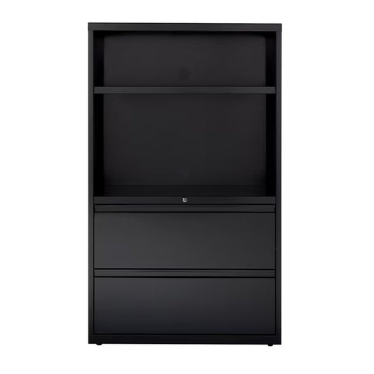 36" Wide 2 Drawer Lateral Combo File Cabinet, Black