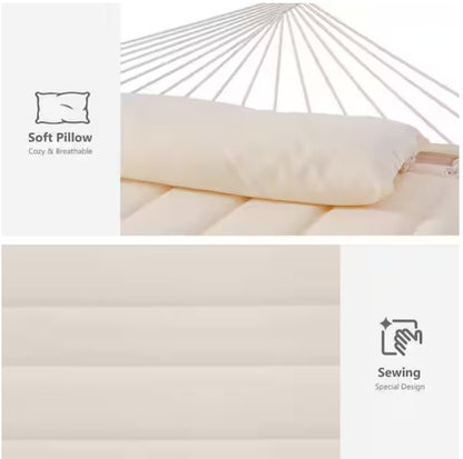 2-Person Hammock with Hardwood Spreader Bar and Pillow