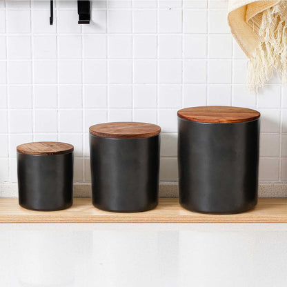 4-piece Canister With Acacia Wood Lid Set