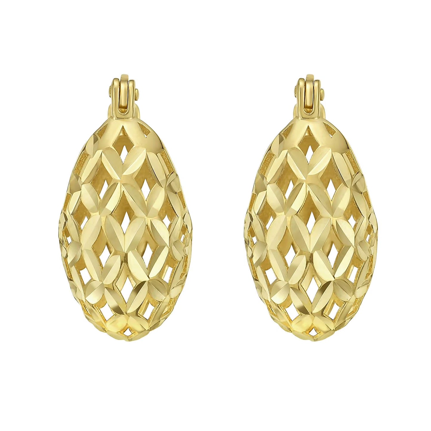 Open Filigree Hoop Earring in 14K Yellow Gold