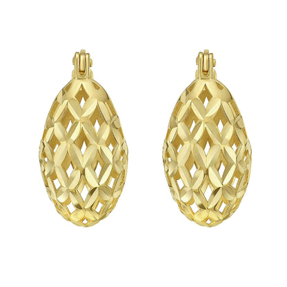 Open Filigree Hoop Earring in 14K Yellow Gold