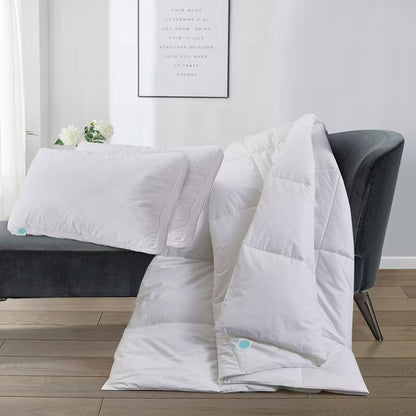 Goose Feather and Down Comforter and Pillow Set, White