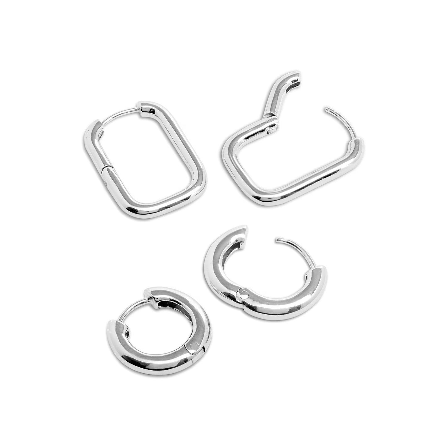 Huggie Hoop & Paperclip Earring Set in Sterling Silver