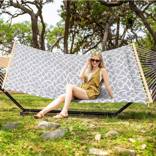 Heavy-Duty 2-Person Hammock with Stand and Detachable Pillow