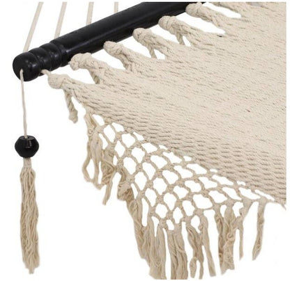 2-Person Woven Hammock with Wooden Spreader Bars