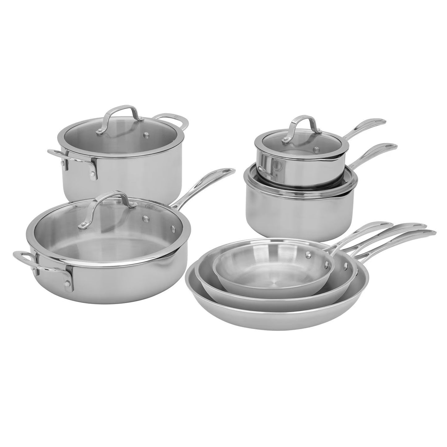 11-Piece Stainless Steel Tri-Ply Clad Cookware Set