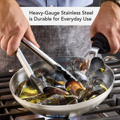 3-Ply Base Stainless Steel Cookware Induction 2-Piece Fry Pans Set