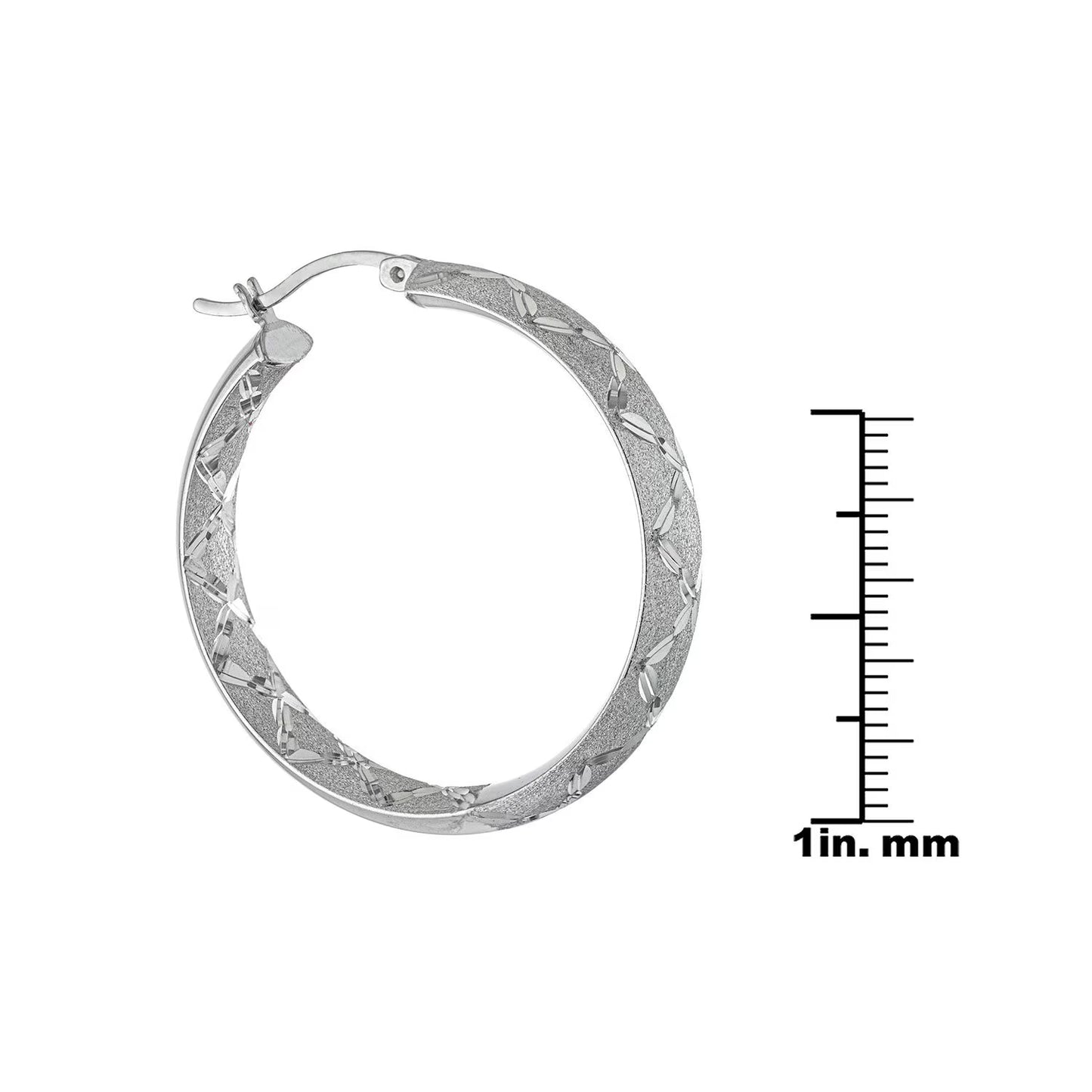 Hoop Earring and Bangle Bracelet Set in Sterling Silver