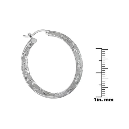 Hoop Earring and Bangle Bracelet Set in Sterling Silver