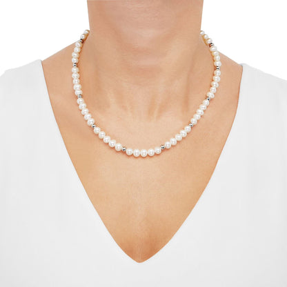 Freshwater Cultured Pearl and Silver Bead 3 Piece Set in Sterling Silver