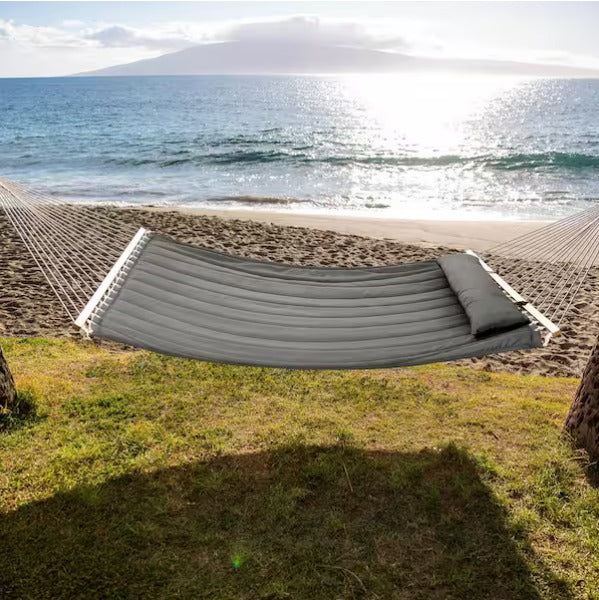 2-Person Hammock with Hardwood Spreader Bar and Pillow