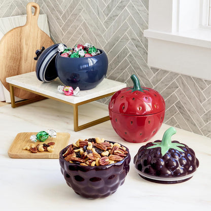 3-Piece Stoneware Berry Canister