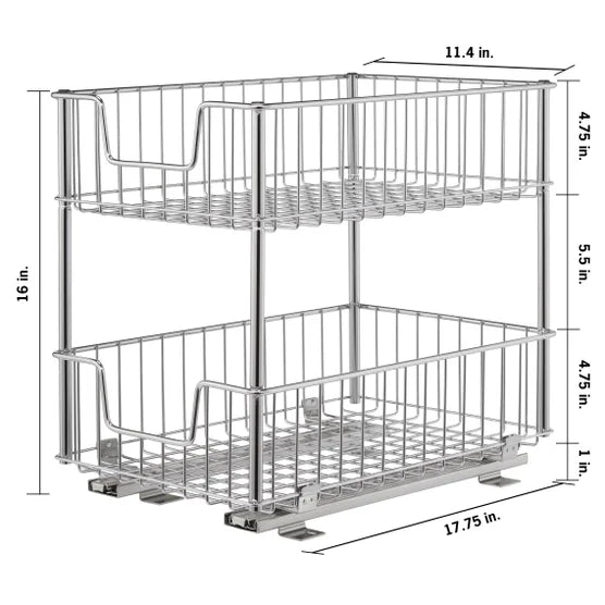 EcoStorage 2-tier Wire Drawer with Slides, 2-pack