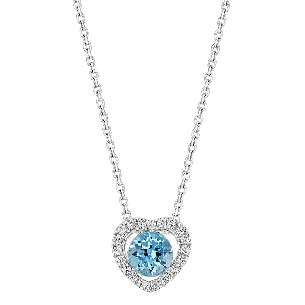 Blue Topaz and Diamond 14kt White Gold Necklace