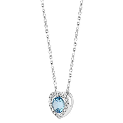 Blue Topaz and Diamond 14kt White Gold Necklace