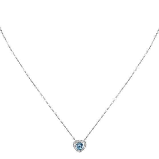 Blue Topaz and Diamond 14kt White Gold Necklace