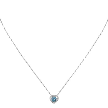 Blue Topaz and Diamond 14kt White Gold Necklace