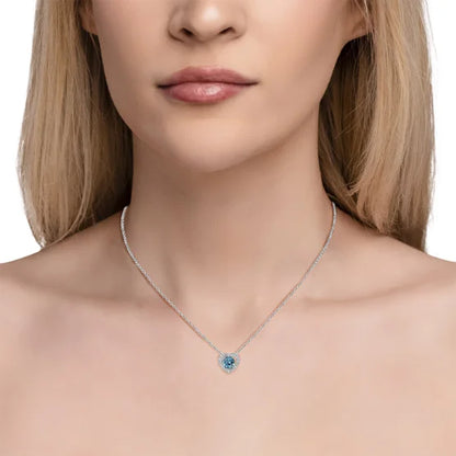 Blue Topaz and Diamond 14kt White Gold Necklace